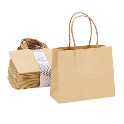 Brown Mini Kraft Paper Gift Bags with Handles, 50 Pack
