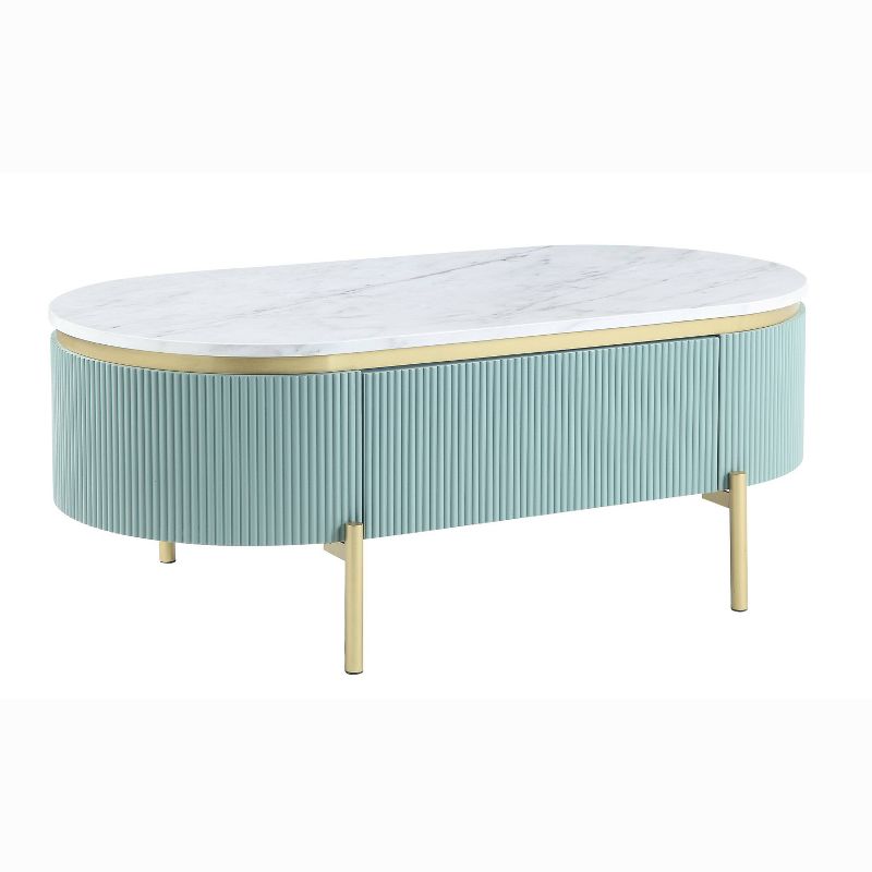 Cartehena Faux Marble Coffee Table with Drawer Light Teal Blue - HOMES: Inside + Out, 1 of 11