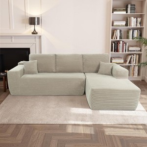 Cloud Plush Corduroy L-Shaped Modular Sectional Sofa with Chaise Lounge, No Assembly, and Plush Fabric - 1 of 4