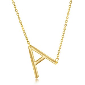 Bella Silver Sterling Silver Sideways Initial 18" Pendant Necklace - Available Colors: Silver, Gold - 1 of 2