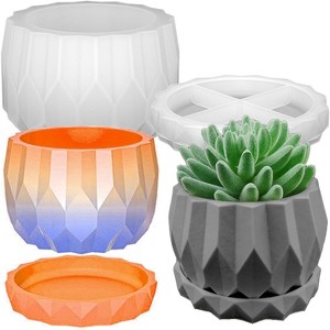 JDICTION Diamond Shape Silicone Planter Mold Set - Resin/Cement Molds for DIY Flower Pots, Candle Holders & Home Garden Decor - 1 of 4