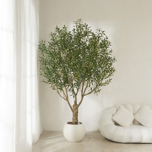 DR.Planzen 7FT Artificial Olive Tree with Thick Stump - UV Resistant Faux Plant for Indoor/Outdoor, Black Pot & Realistic Green Leaves - 1 of 4