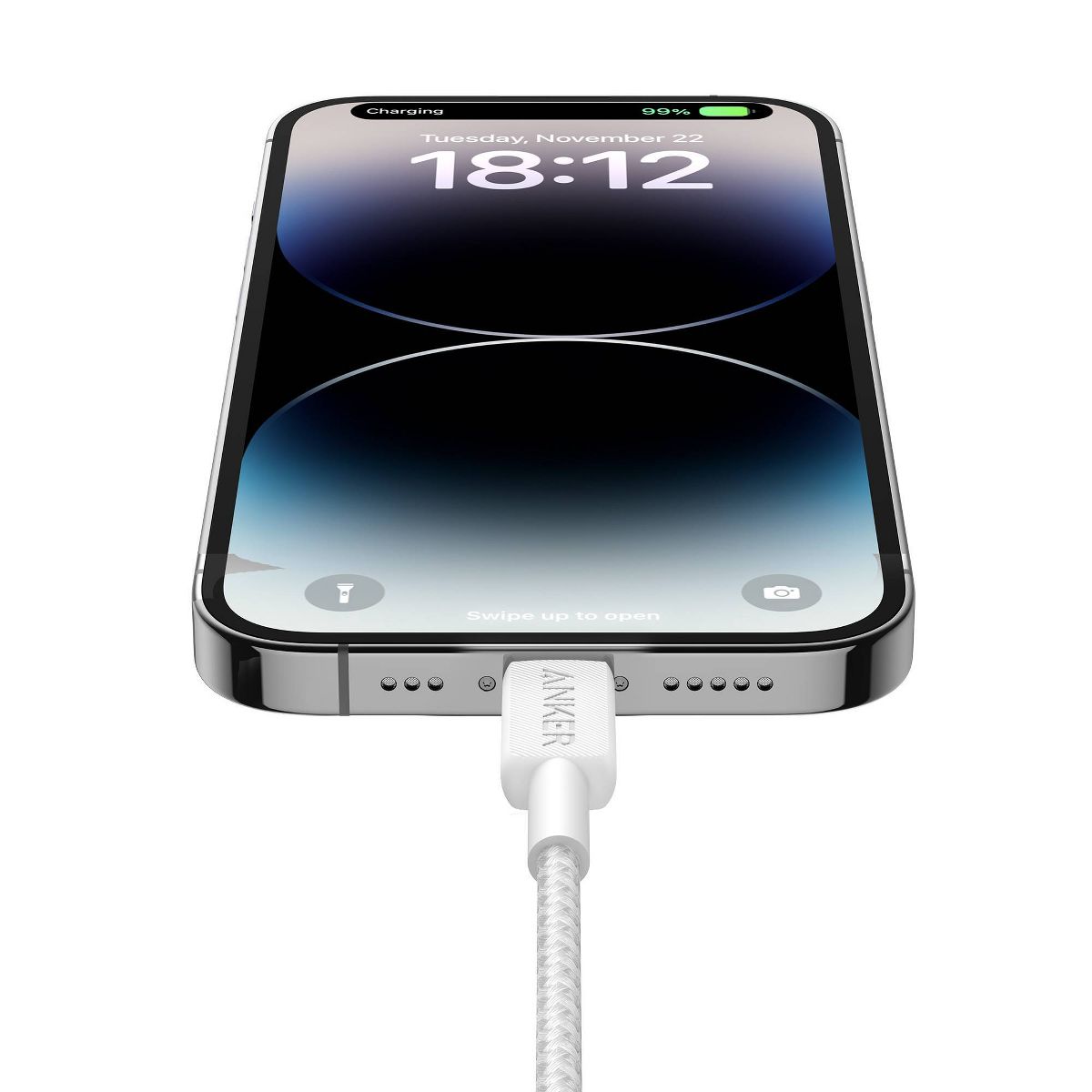 Anker 6' Braided Lightning to USB-C Fast Charging Cable - White: Quick Charge, Apple Connector, 6ft Length - thumbnail 6