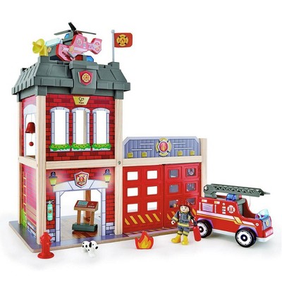fire station wooden toy set