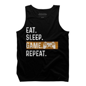 Men's Design By Humans Eat Sleep Game Repeat By MeowShop Tank Top - 1 of 2