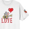 Tom & Jerry Love Song Crew Neck Short Sleeve Women's White T-shirt - 4 of 4