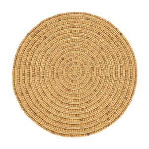 Saro Lifestyle Beaded Spiral Swirl Placemat (Set of 4), Beige, 14"x14" - 1 of 4