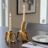 Decorative Banana Candle Holders - Metal Taper Candlestick Holder for Centerpieces, Living Room, Shelf, Office, or Home Decor - Set of 2, 7", 5", Gold - 3 of 4