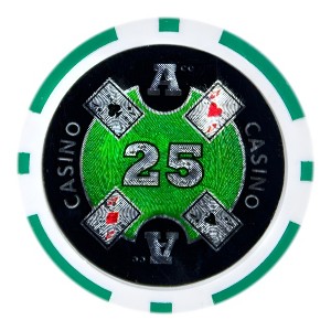 Slickblue 14-Gram Clay Composite Poker Chips 25-Pack, Laser Inlay, Casino Game Chips, Multicolor, $1-$25K - 1 of 3