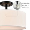 Claxy 3-Light Black Semi Flush Mount Ceiling Light with Fabric Drum Shade - 3 of 4