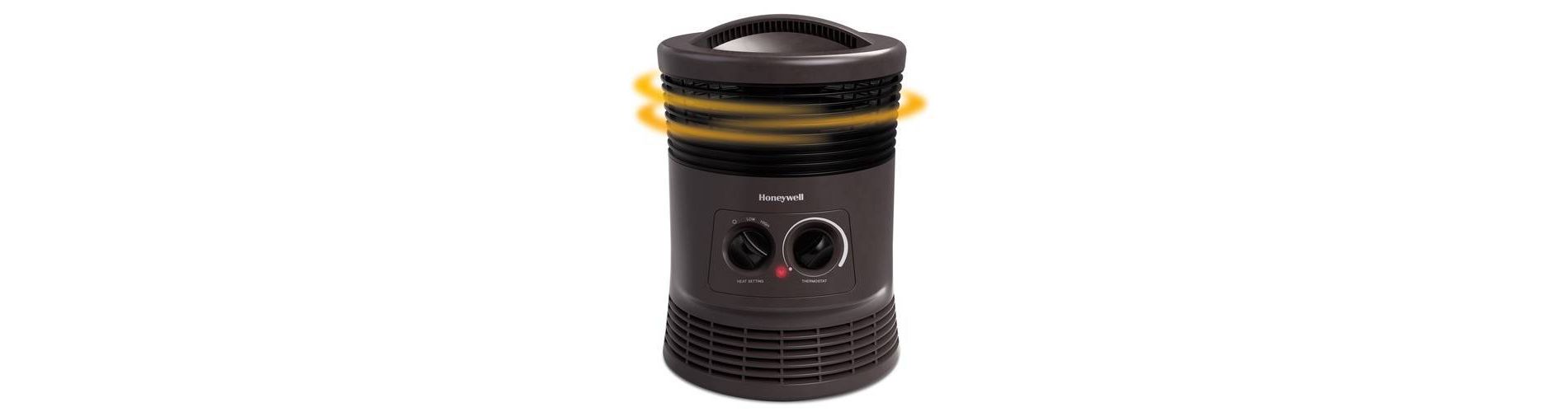 Honeywell HHF360B 1500W 360˚ Surround Indoor Heater Black: Portable Space Heater for Bedroom, ETL Listed, Fan Driven