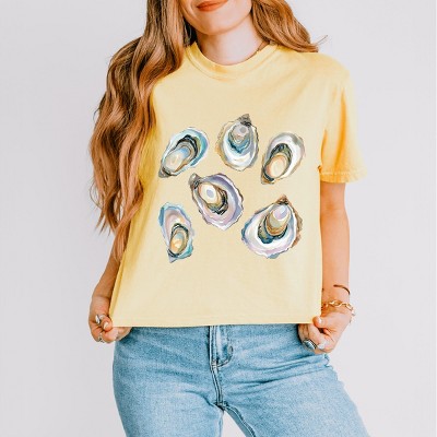 Simply Sage Market Oysters Watercolor Boxy Crop Top