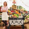 VisioGear Multi-Functional Push-Pull Folding Wagon Cart with Rotating Handle, Adjustable Design for Transport Use, Gray&Khaki, 37.4"*22.83"*43.7" - 2 of 4