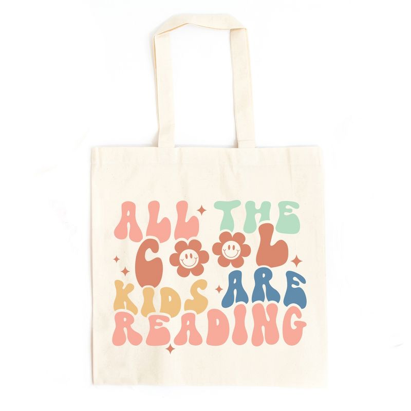 City Creek Prints Cool Kids Are Reading Colorful Canvas Tote Bag - 15x16 - Natural, 1 of 3