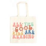 City Creek Prints Cool Kids Are Reading Colorful Canvas Tote Bag - 15x16 - Natural