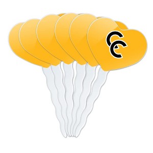 Colorado College Secondary Logo Heart Love Cupcake Picks Toppers Decoration Set of 6 - 1 of 4