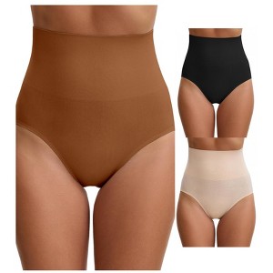 INSPIRE CHIC 3 Packs Women's High Waisted Tummy Control Shaping Briefs - 1 of 4