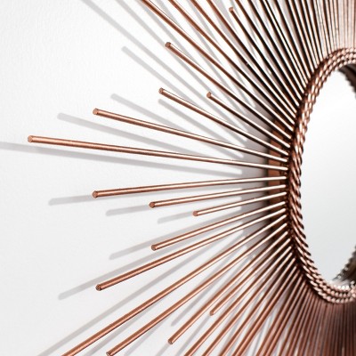 Radiant Lines 30" Round Sunburst Mirror in Metallic Copper