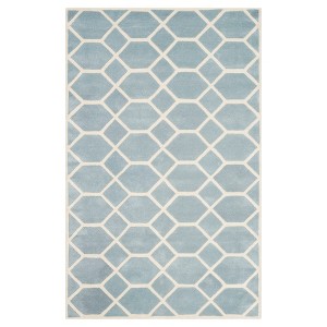 Blue/Ivory Geometric Tufted Accent Rug 3