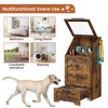 Top Opening Dog Feeding Station, Wooden Dog Food Storage Cabinet with 2 Elevated Dog Bowls, 3 Hooks, Hidden Design, Large Pet Food Storage - 3 of 4