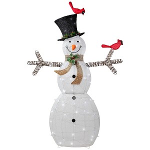 Northlight 72" LED Lighted Snowman with Top Hat Christmas Outdoor Decoration - 1 of 4