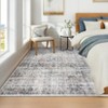 Vintage Distressed Floral Print Home Decor Rugs, Washable Non Slip Low Pile Retro Carpet for Bedroom Living Room - 3 of 4