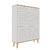 Homy Casa Shoe Storage Cabinet with 2 Flip Drawers and 2 Top Drawers for Entryway or Bedroom, Oak White - 2 of 4