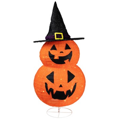 Northlight LED Lighted Jack-O-Lanterns in Witch's Hat Outdoor Halloween Decoration - 34"