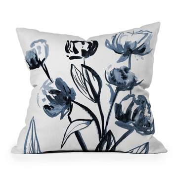 16"x16" Alison Janssen Peonies Square Throw Pillow Blue - Deny Designs