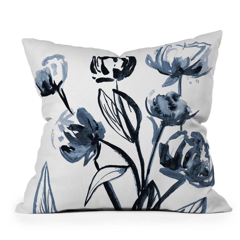 16&#34;x16&#34; Alison Janssen Peonies Square Throw Pillow Blue - Deny Designs, 1 of 6