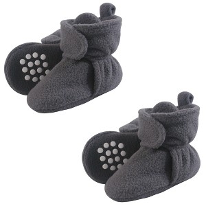 Luvable Friends Baby Cozy Fleece Booties, Charcoal 2-Piece - 1 of 2