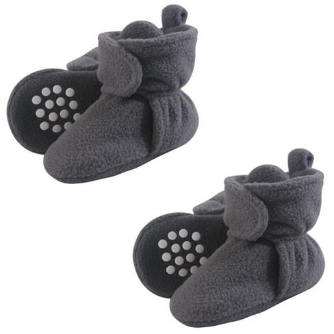 Luvable Friends Unisex Baby Cozy Fleece Booties, Charcoal 2-Piece - image 1 of 2