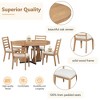 5-Piece Round Extendable Dining Table Set for 4 with Unique Geometric Base & Upholstered Chairs, 5-Piece Retro Dining Set for Kitchen & Dining Room - 2 of 4