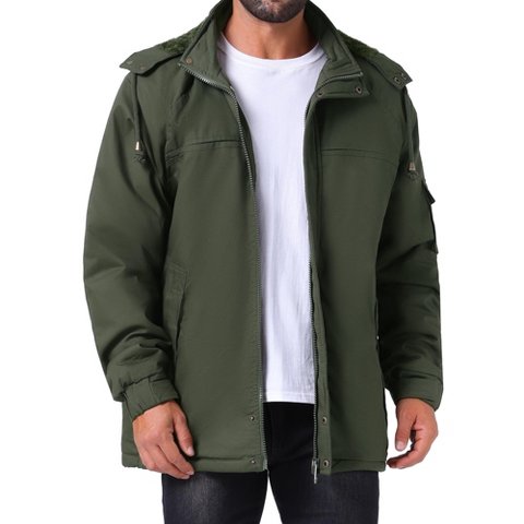 Мужские куртки INSPIRE CHIC Men's Winter Warm Fleece Lined Thicken Hooded Work Parka Jacket Large Dark Green