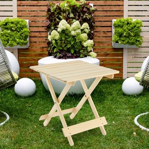 PAGED Folding Table Square Outdoor Dining Table with X-Shaped Frame, Portable Design for Patio, Deck, Poolside - 1 of 4