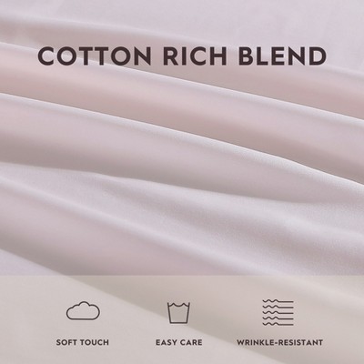 King Solid Pink Cotton Polyester Sateen Sheet Set