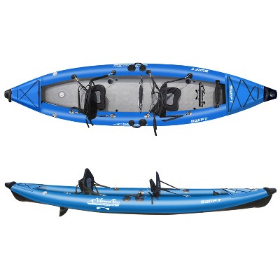 Waimea Bay Swift 12.8' 2-Seater Rigid Inflatable Kayak - Durable Fishing Kayak With 900lb Capacity, PVC Double Drop Stitch, Fits In Backpack