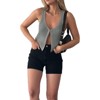 Womens cute Vest Shirts Semi Sheer Crochet Tops Cropped Vest Knit Sweater Tank Tops U Ncek Sleevless Cardigan Fancy Summer Tops - 3 of 3