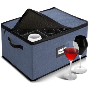 StorageBud Fine China Storage Containers, Durable Dinnerware Storage Set, Hard Shell Quilted Dish Storage Boxes with Felt Dividers - 1 of 4