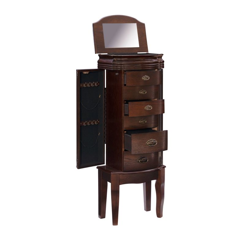 Verona Traditional Wood 6 Lined drawer Top Lift Side Open Jewelry Armoire Espresso - Powell, 4 of 16