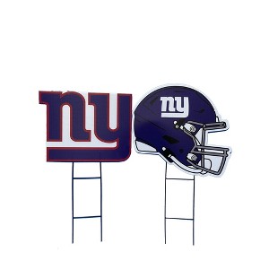 NFL New York Giants 2pk Logo and Helmet Garden Stake Set - 1 of 1