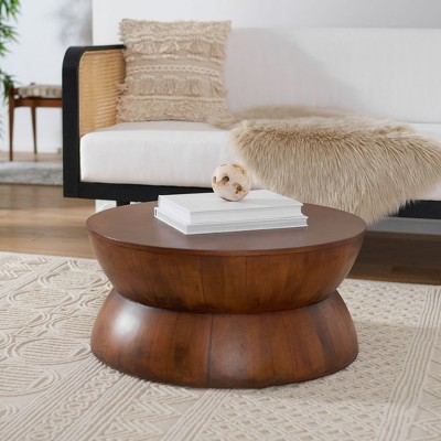 Alecto Brown Solid Wood Round Coffee Table