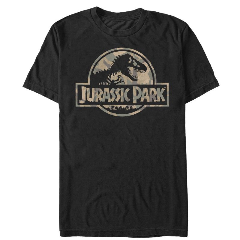 Men's Jurassic Park Camo Logo T-Shirt, 1 of 5
