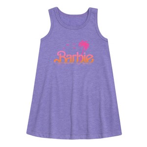 Girls' - Barbie - Sunset and Palm Trees Graphic Sleeveless Aline Dress - 1 of 2
