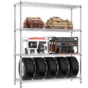 Lyngins Heavy-Duty Carbon Steel Storage Shelves, Adjustable Garage Shelving, 5-Tier Utility Shelving Unit Steel Organizer Wire Rack for Home - 1 of 4