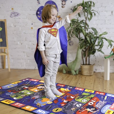 Justice League Kids Hopscotch Educational Rug, 2'7" x 6'0"