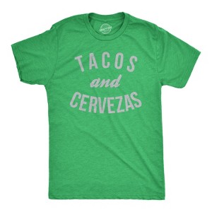 Mens Tacos and Cervezas Funny T shirt for Vacation Sarcastic Humor Graphic Top - Crazy Dog Men's T Shirt - 1 of 4