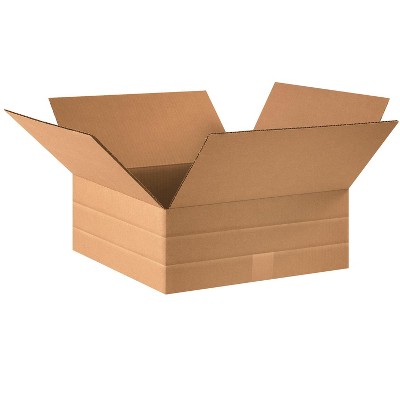 The Packaging Wholesalers Multi-Depth Corrugated Boxes 16" x 16" x 6" Kraft 25/Bundle BS161606MD