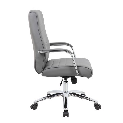 Modern Executive Ergonomic Swivel Chair in Ribbed Gray Vinyl