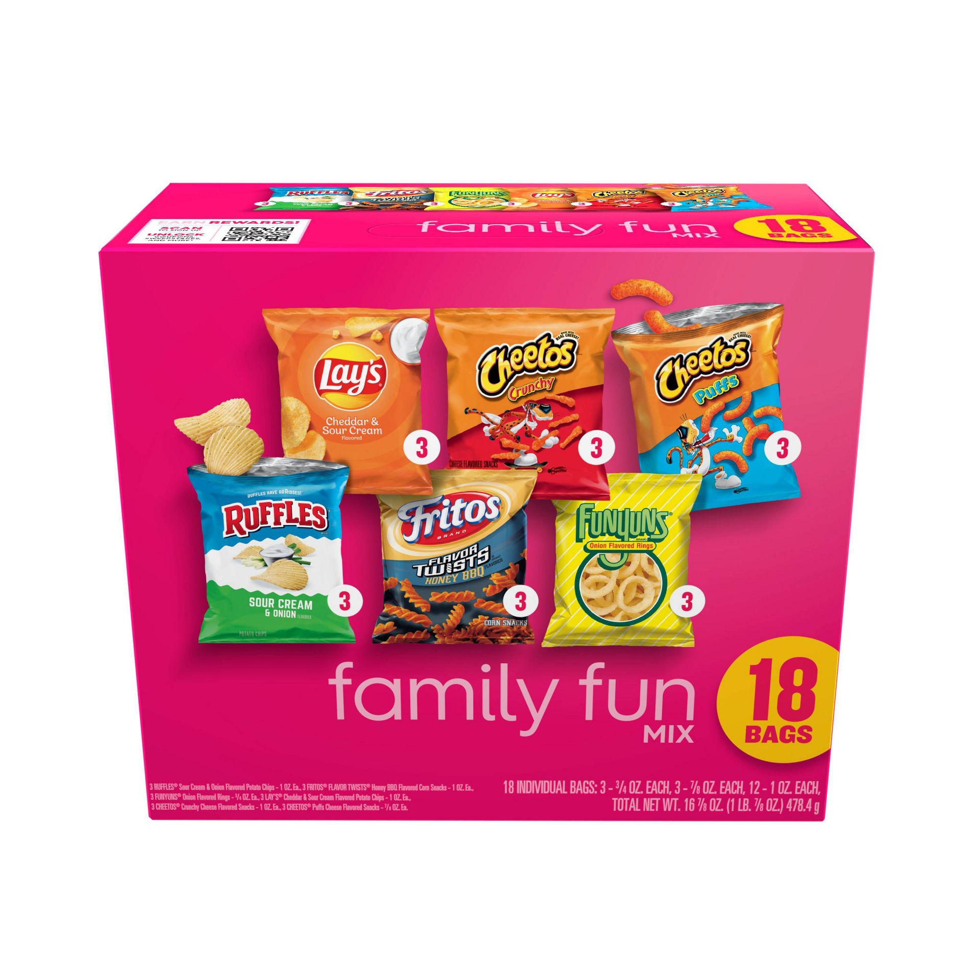 Frito-Lay Snacks Family Fun Mix Variety Pack - 18ct